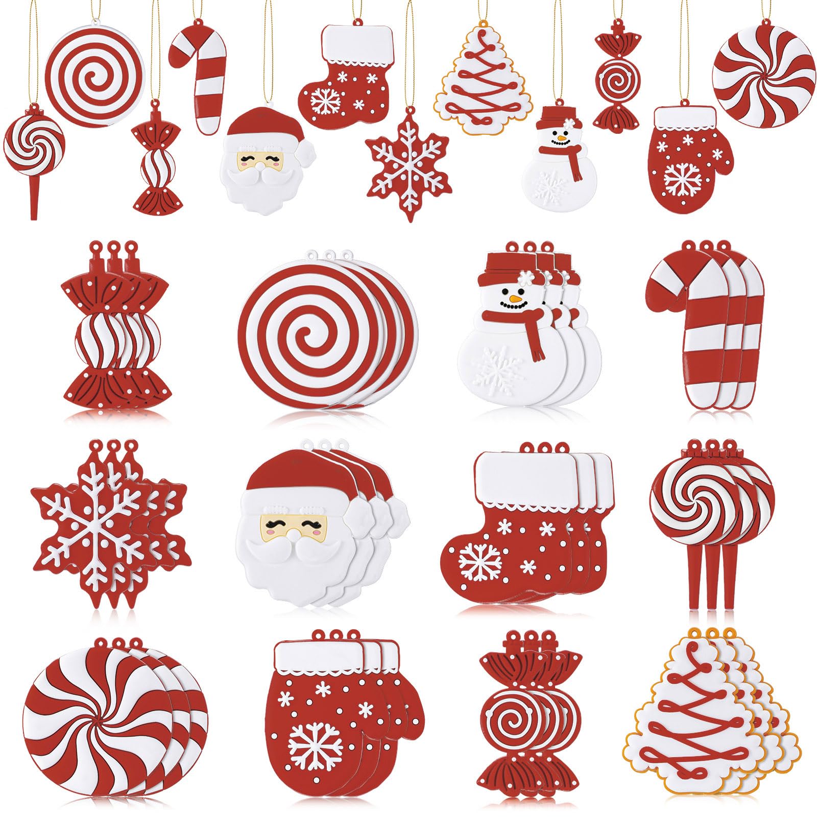 Syhood 36 Pcs Christmas Tree Ornaments Red Xmas Tree Santa Candy Snowman
