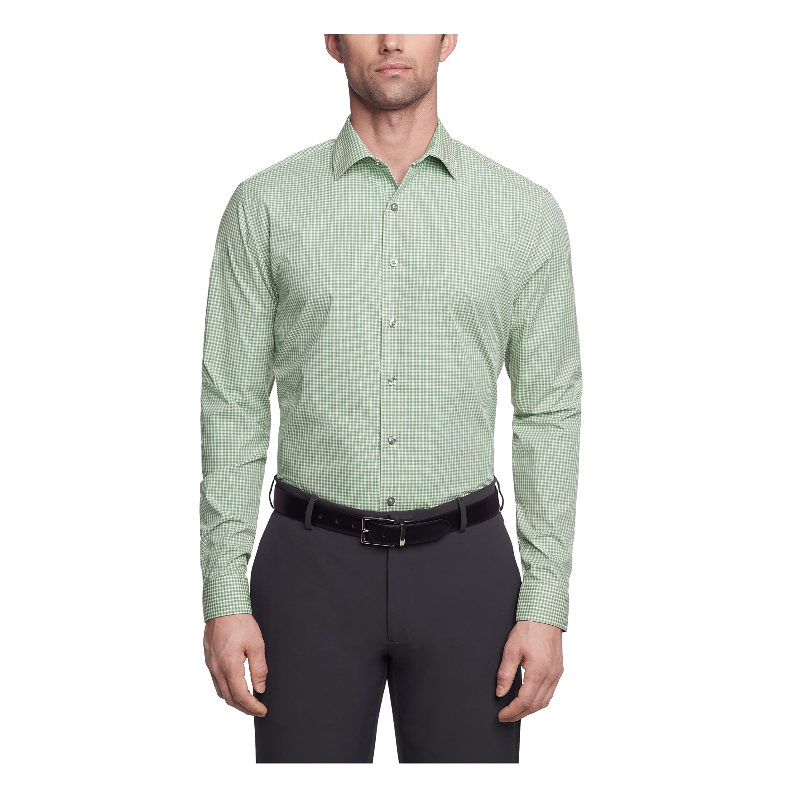 Kenneth Cole Reaction Mens Dress Shirt Slim Fit Checks and Stripes (Patterned)