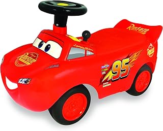 Kiddieland Toys Limited My Lightning McQueen Racer Ride On,Multi (055459) | Disney Pixar Cars theme with interactive steering wheel, engine sounds, music, and lights for kids aged 12-36 months