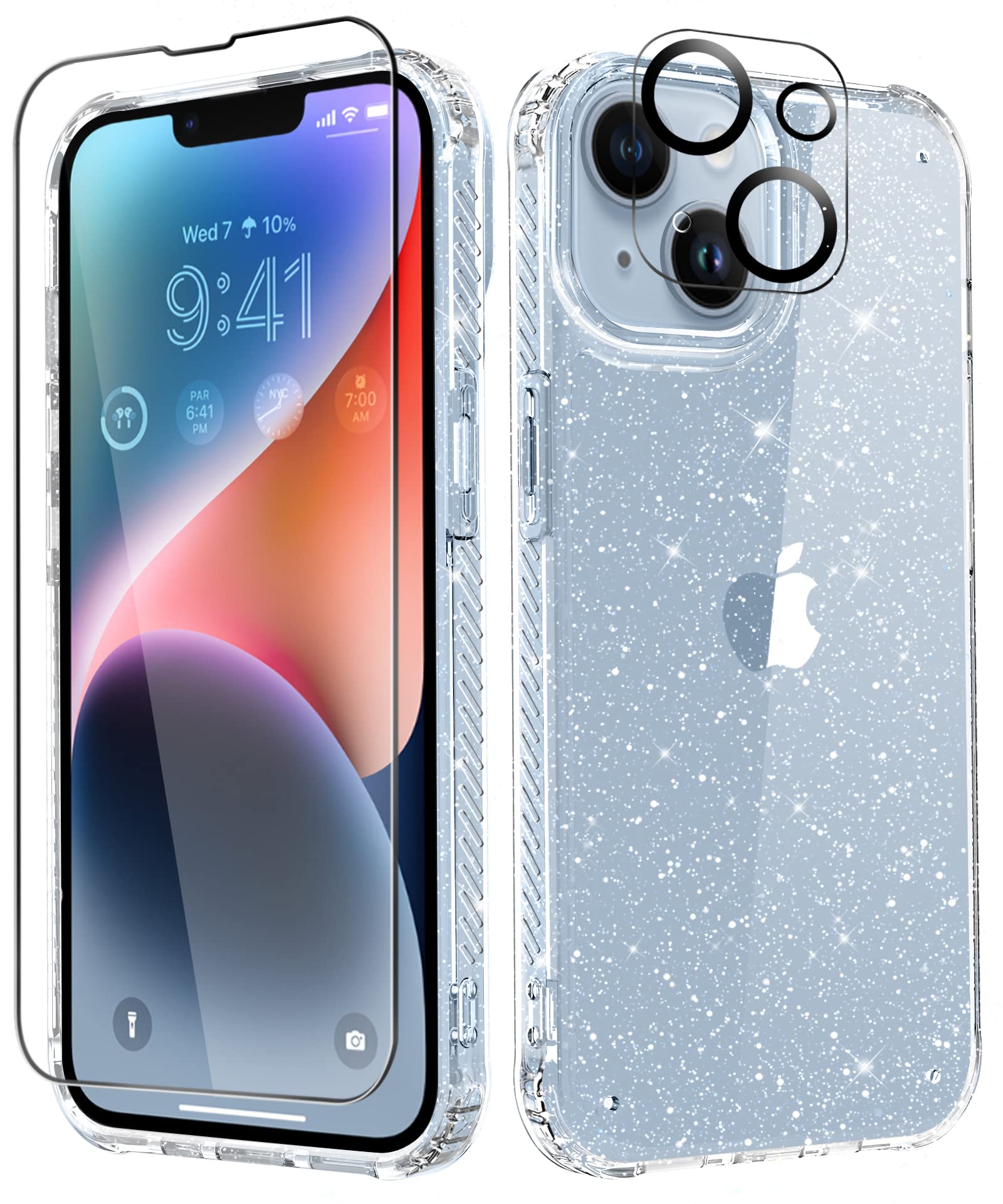 MIODIK for iPhone 14 Case Clear Glitter Design, Sparkle Clear