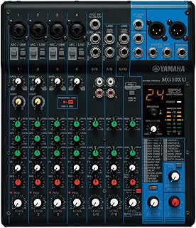 Yamaha MG10XU 10-Channel Analog Mixer, with 4 Microphone Preamps, 3 Dedicated Stereo Line Channels, 1 Aux Send, EQ, 1-knob Compressors, and Digital Effects