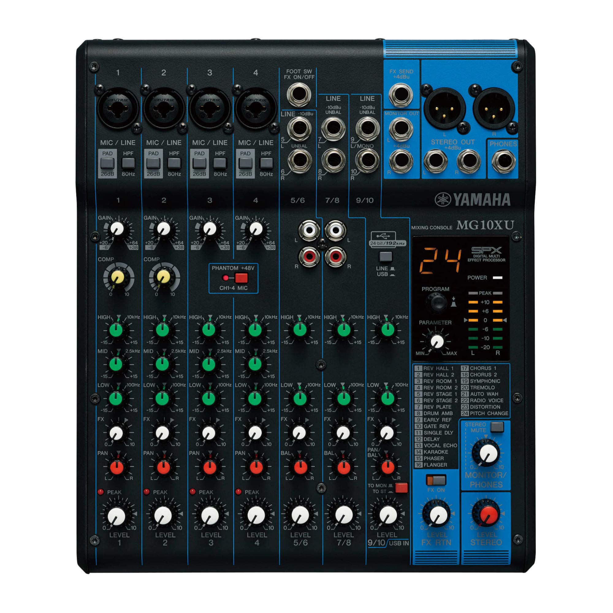 Yamaha MG10XU 10-Channel Analog Mixer, with 4 Microphone Preamps, 3 Dedicated St