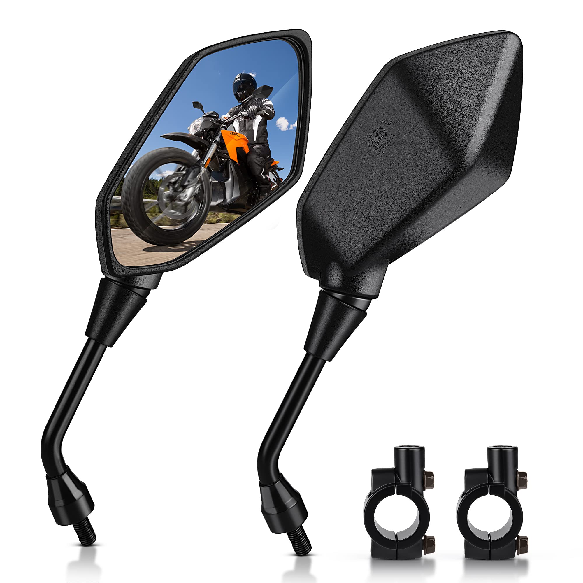 MICTUNING Mirror for Motorbike,Universal Side Mirror with 10mm Bolt 7/8 inches H