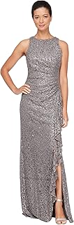 Alex Women's Sleeveless Cascading Front Cut Out Special Occasion Maxi Dress