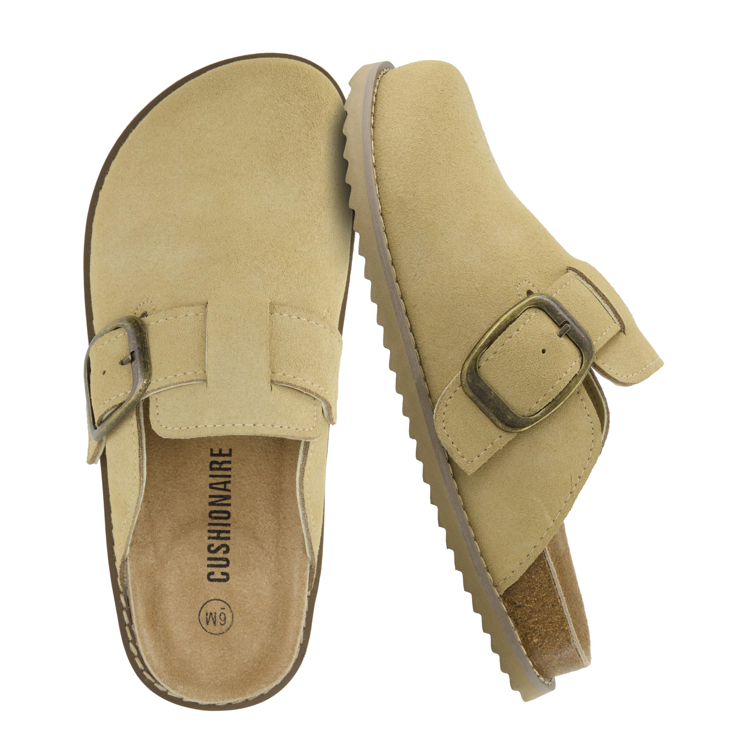 CUSHIONAIRE Blain - Zoccoli da donna in vera pelle scamosciata con memory foam e