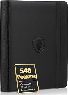 Premium 9 Pocket Card Binder for 540 Card, Fabmaker PU Trading Card Binder | Sturdy Card Collection Album, Side-Loading, Sleek Card Holder Folders for Game Cards & Sports Cards, Black