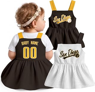 KREDE Baby Girl Clothes Custom Baby Strap Dress with Number Name for Baby Girl Gifts