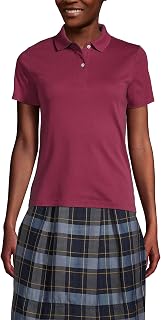 Lands' End - Polo da donna a maniche corte, vestibilità femminile, interlock - rosso - S