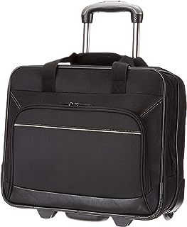 Amazon Basics 15.6" Rolling Laptop Bag for Travel and Business, Briefcase with Wheels, Adjustable Locking Handle, Black