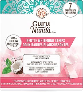 GuruNanda Gentle Teeth Whitening Strips - Safe, Effective, 7 Day Treatment | Non-Slip 4 Layer Dry Strip Technology|Has Coconut Oil|Gentle on Teeth & Gums|Easy to Apply Teeth Whitener