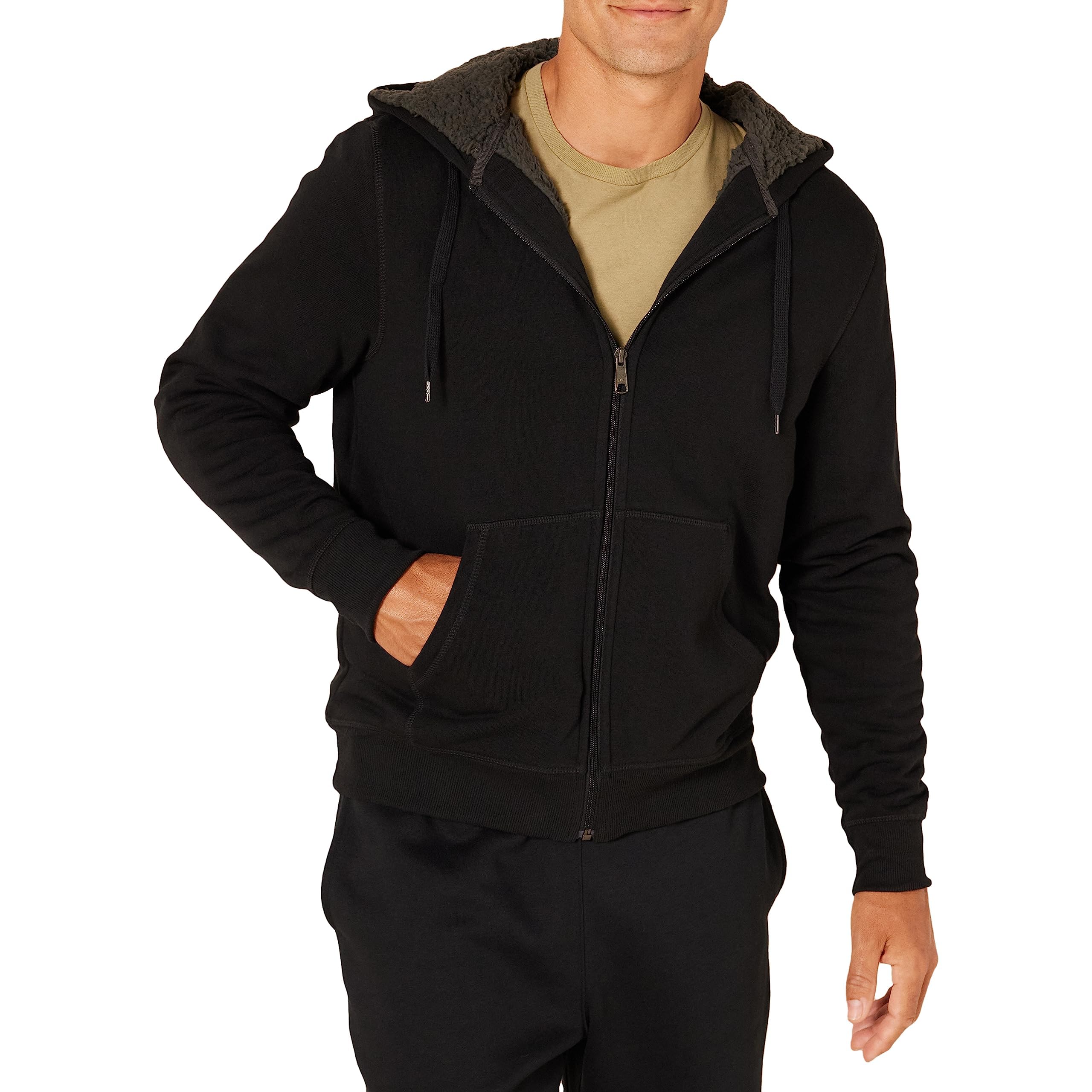 Amazon Essentials Men's Sherpa-Lined Full-Zip Fleece Hoodie