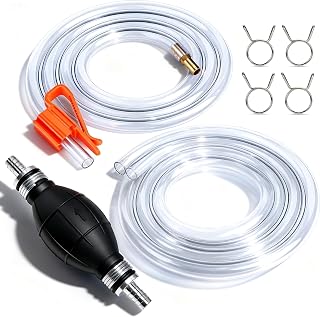 Gasoline Siphon Hose Pump - High-Flow Portable Hand Fuel Transfer Pump for Water, Gasoline, Oil, Petrol, Diesel (2 Premium PVC Hoses)