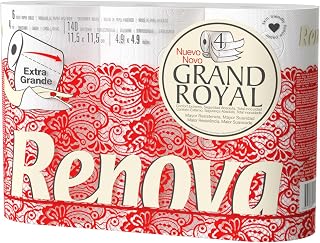 Renova 200105437 Grand Royal Toilet Paper, 6 Rolls, White, White, 16 m