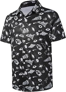 FT FENTENG Mens Hawaiian Shirts Regular Fit Short Sleeve Casual Button Down Summer Tropical Beach Shirts