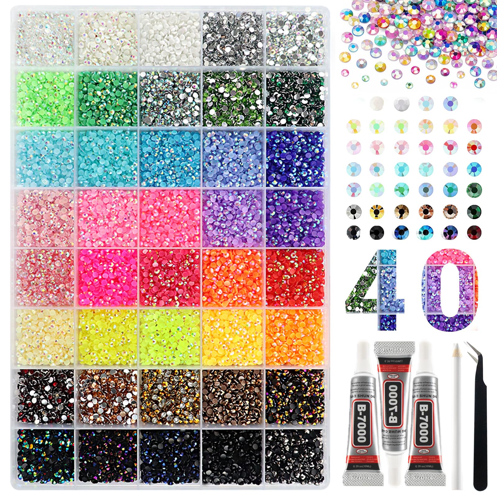 40 Colors Bedazzling Kit, 30000 Pcs 3mm Resin Jelly Rhinestones | Flatback gems,