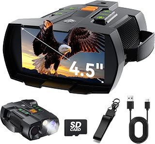 Night Vision Goggles Binoculars: 4.5" Screen 4K Night Vision Binoculars | 10X Digital Zoom, 7-Level IR, 5000mAh Battery & 8GB Card for Hunting, Camping, Wildlife
