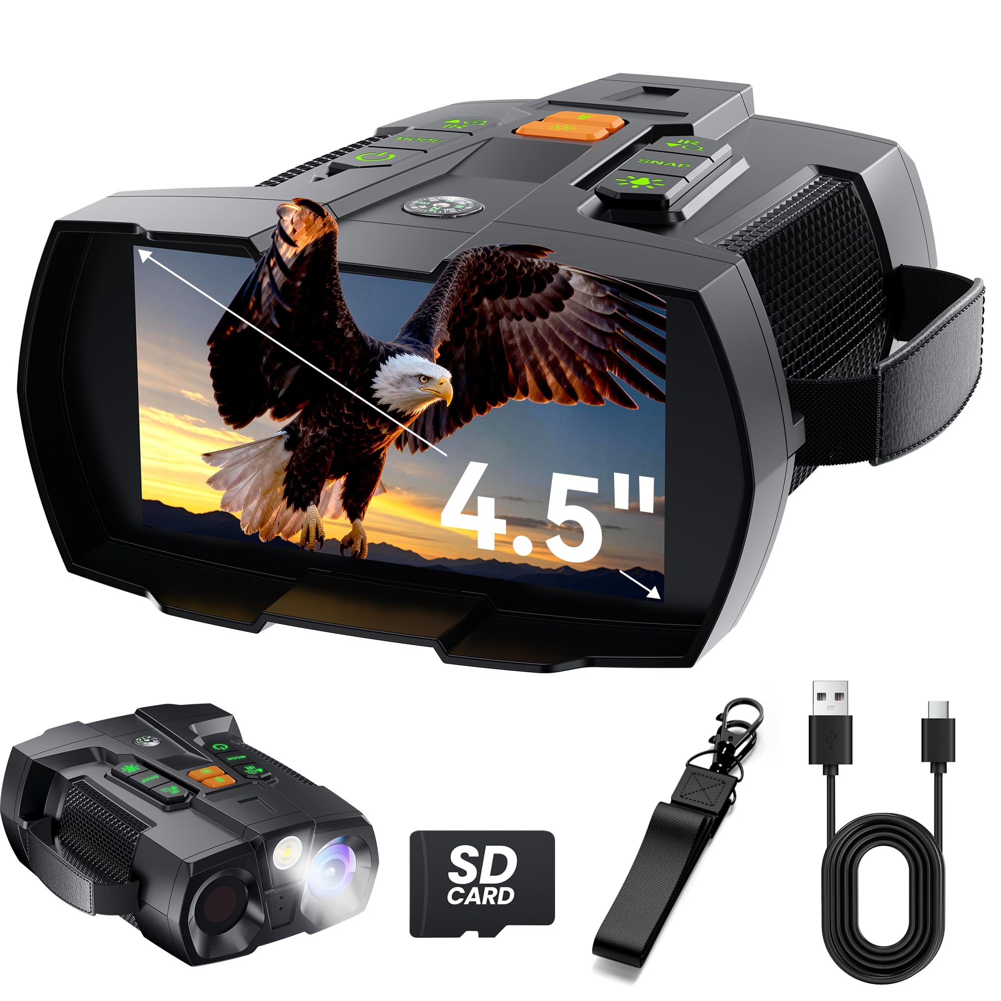 Night Vision Goggles Binoculars: 4.5" Screen 4K Night Vision Binoculars | 10X Di