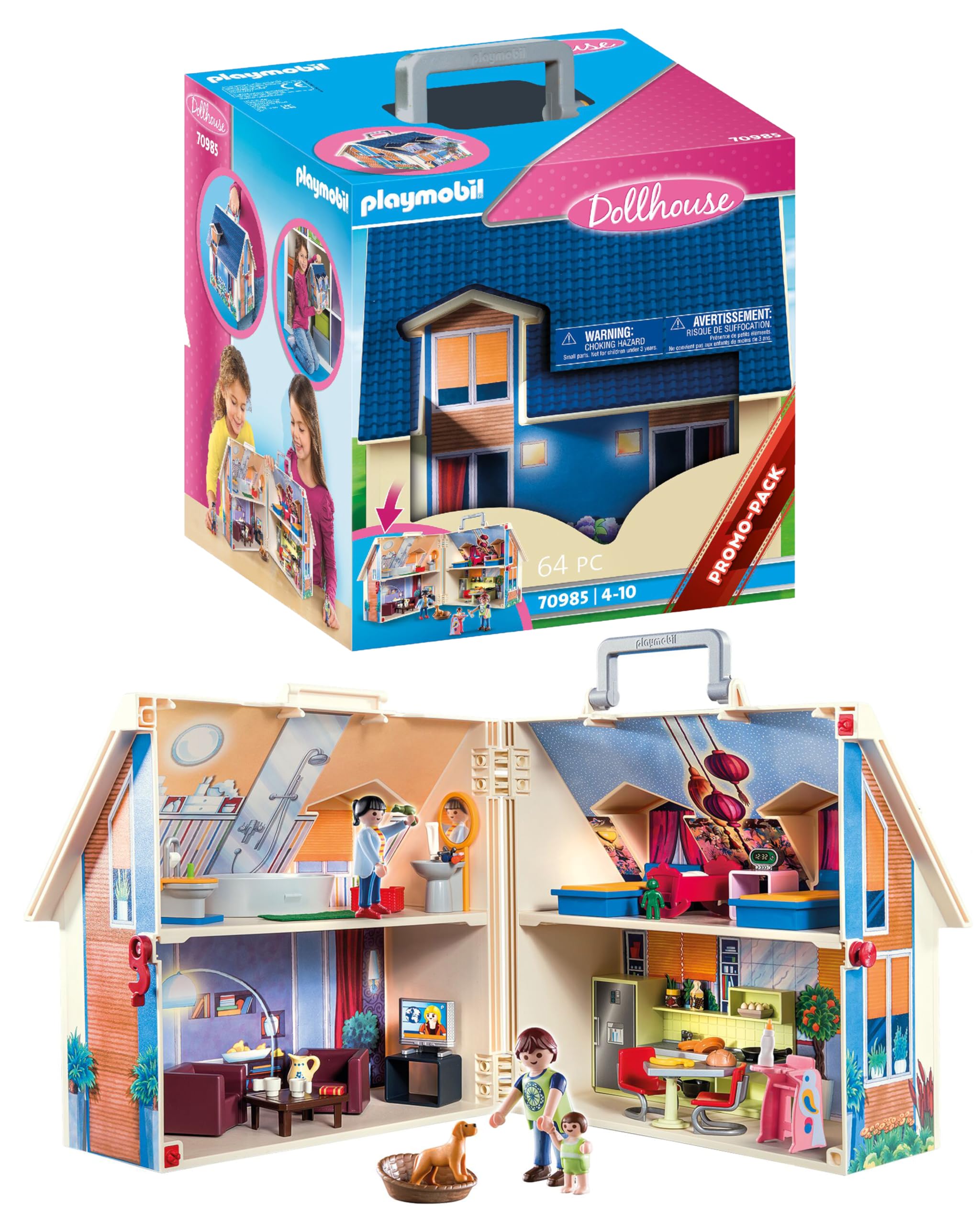 PLAYMOBIL 70985 City Life Take Along Dollhouse, fun imaginative role play, plays