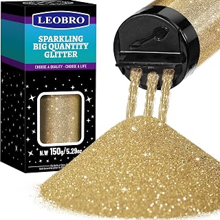 LEOBRO Champagne Gold Glitter, 150g/5.29oz Gold Fine Glitter for Resin, Crafts, Christmas Decor Tumbler DIY Crafts