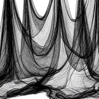 Land Guard Halloween Creepy Cloth Black 200 × 40 Inch Gauze Fabic | Gothic Halloween Decorations for Indoor Outdoor Haunted House Party, Easy to Hang, Cut at Will, Photo Backdrop