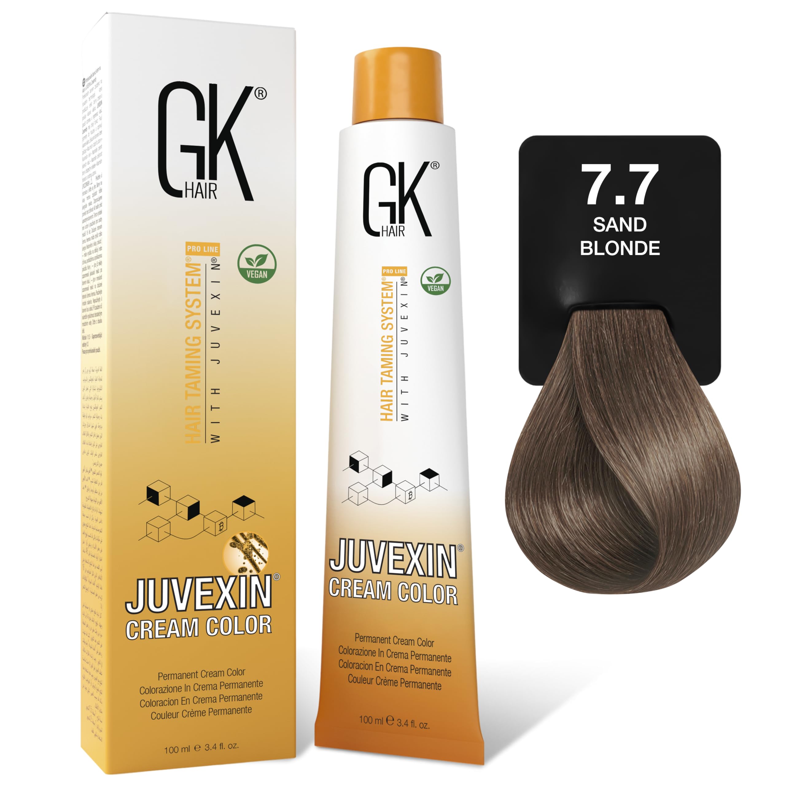 GK Hair 7.7 Dark Sand Blonde Hair Dye Cream 100ml - Semi-Permanent Nourishing Co