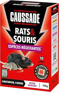 CAUSSADE Anti-Rats & Mice - 10 Sachets of Fluorescent Pastes - 150 g | Radical Efficiency - Dry & Wet Places - Ready to Use - One Ingestion Suffice - CARSPTFLUO150