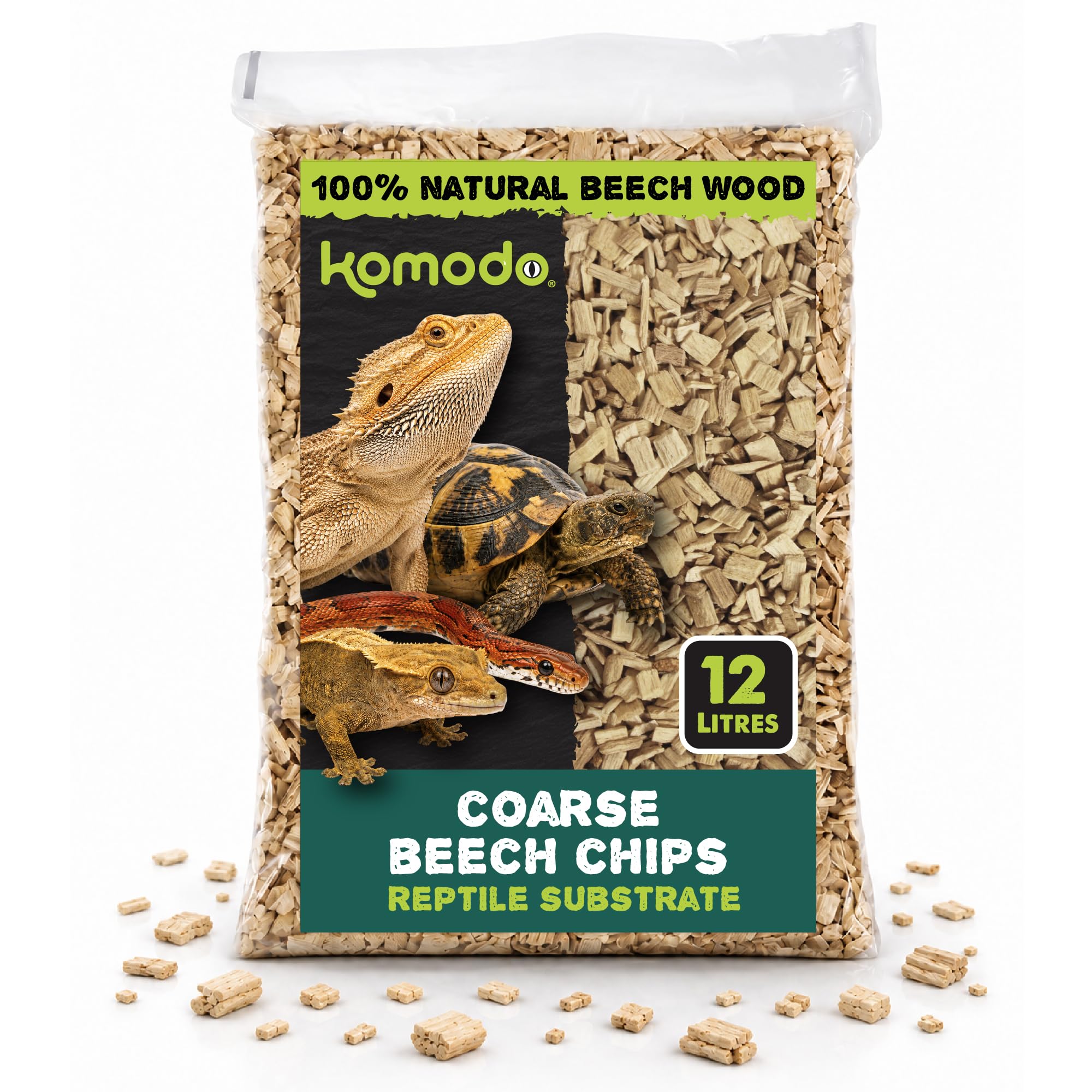 Komodo Coarse Beech Chips Substrate for Reptile Cage Vivarium Habitat Premium Na