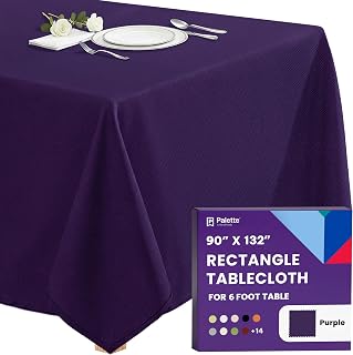 Gee Di Moda Rectangle Tablecloth 90 x 132 Inch Purple for 6 Foot Floor Drop Table Washable Heavy Duty Fabric 6 Foot Buffet Table Holiday Party Wedding Baby
