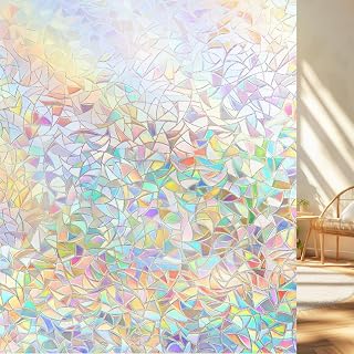 Privacy Window Film Rainbow Film Decorative Window Sticker 3D Static Tint for Home Heat Control Non Adhesive 11.8 x 39.4 Inches