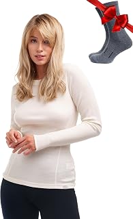 Merino.tech Merino Wool Women's Thermal Sweater - 100% Merino Wool + Socks