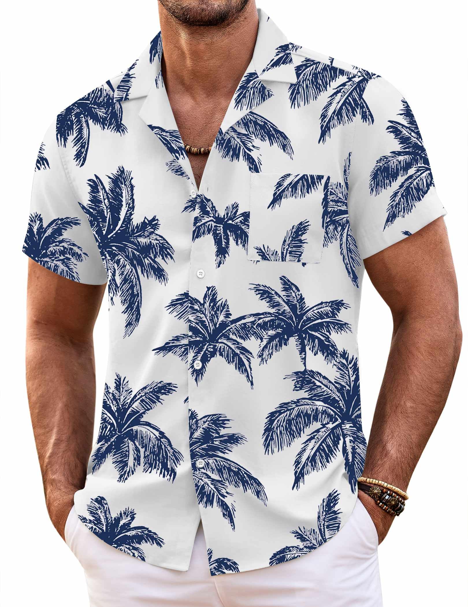 COOFANDY Men's Hawaiian Shirt Short Sleeve Floral Button Down Shirts Summer Trop