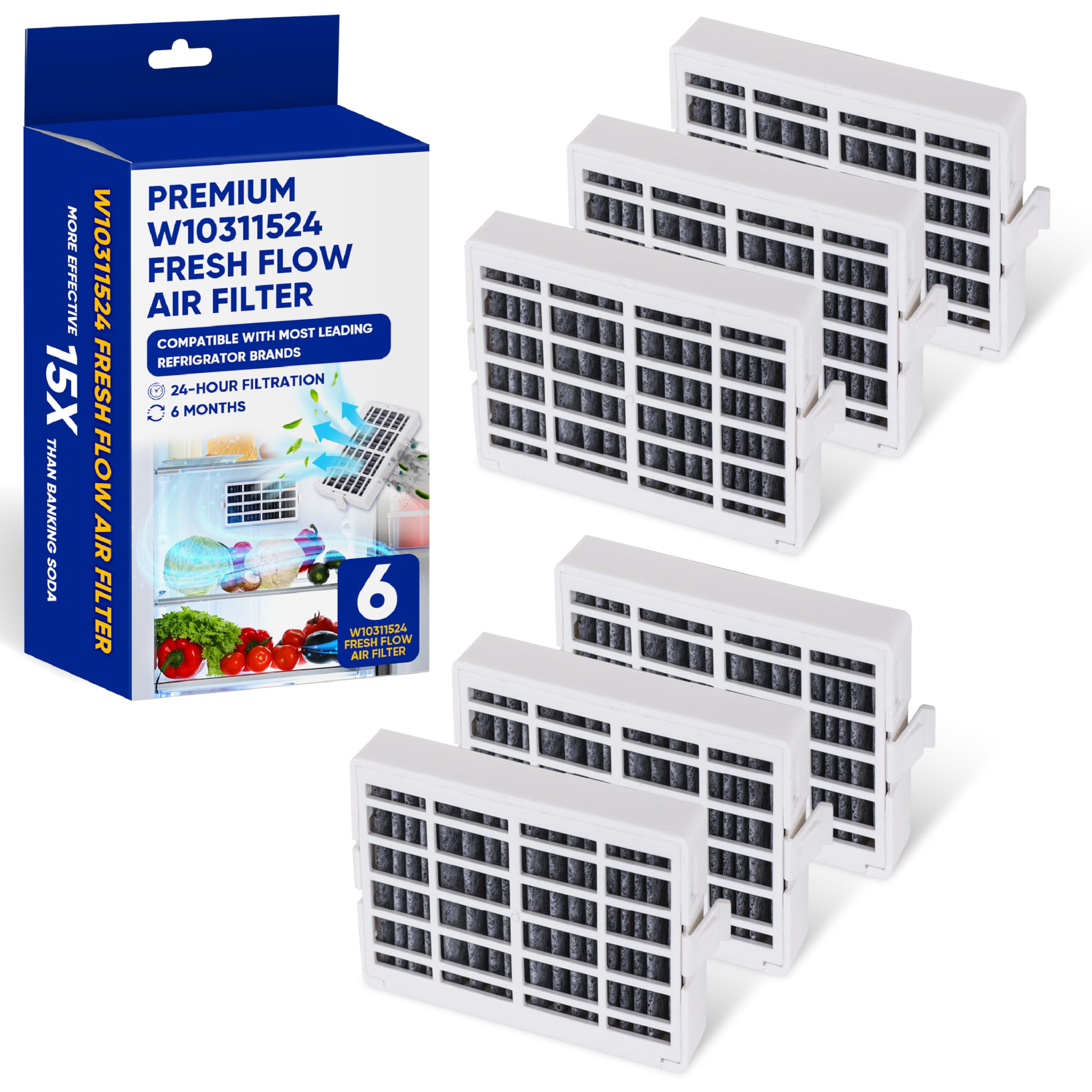Canamax W10311524 Refrigerator Air Filter Cartridge for Whirlpool - 6 Pack