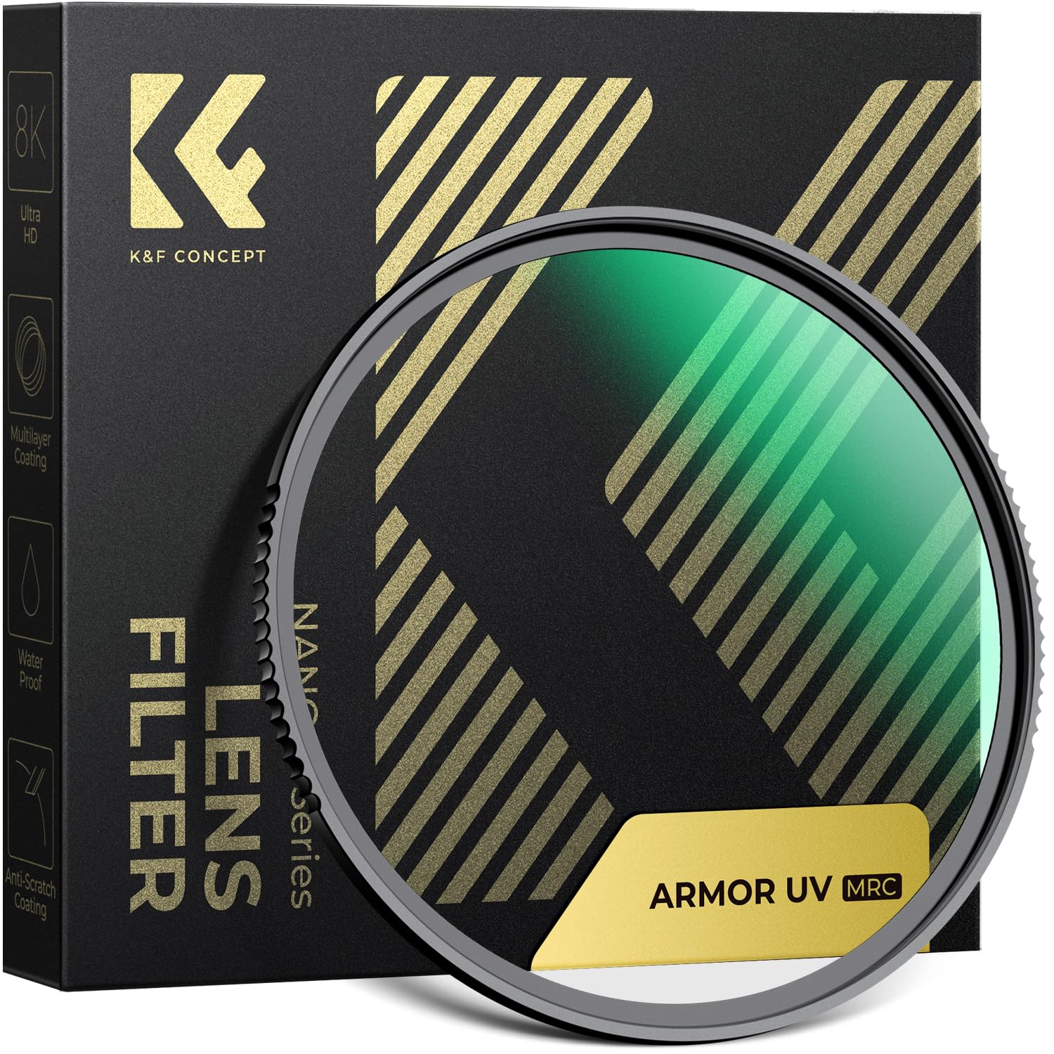 K&F Concept 77mm Filtre UV Anti-Casse Anti-Choc Protection HD 8K
