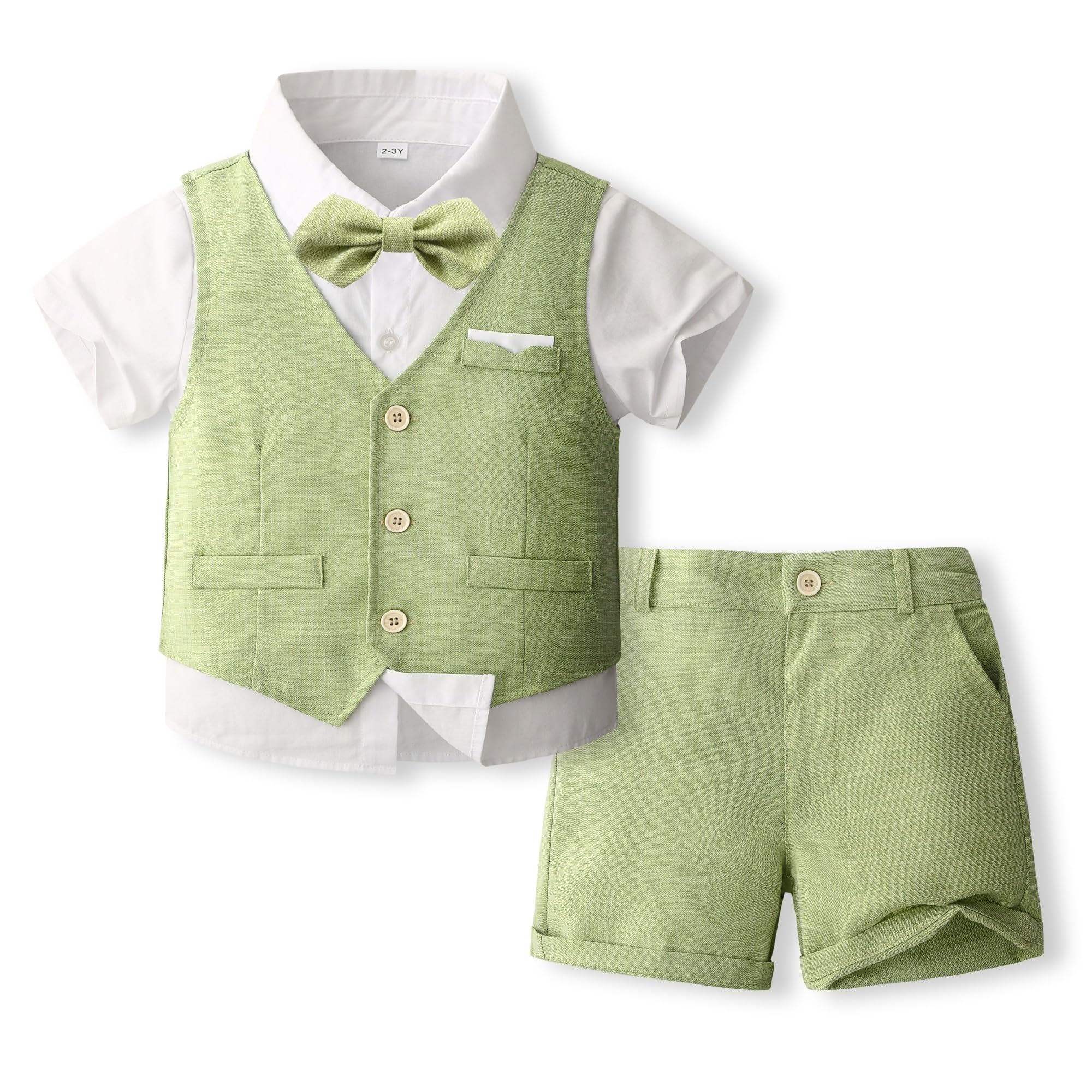 Volunboy Outfits for Baby Boys Wedding Ceremony, Summer Set of Vest, Shirt, Bow 
