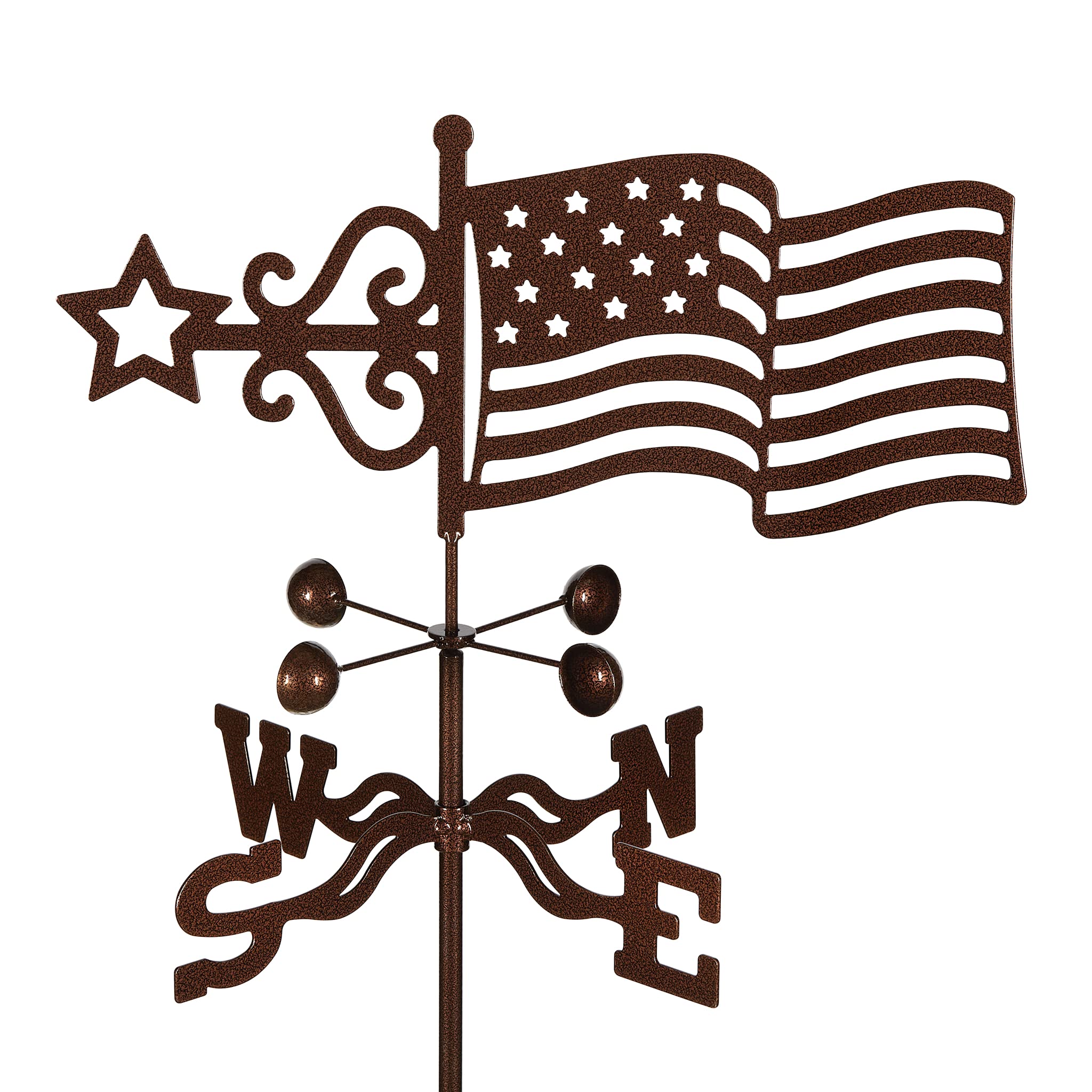 EZ Vane Steel USA Flag Weathervane with Wind Cups — Garden Mount | Handcrafted i