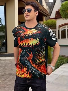 Maglietta da uomo a maniche corte, casual, con stampa unica, maglietta estiva alla moda da uomo