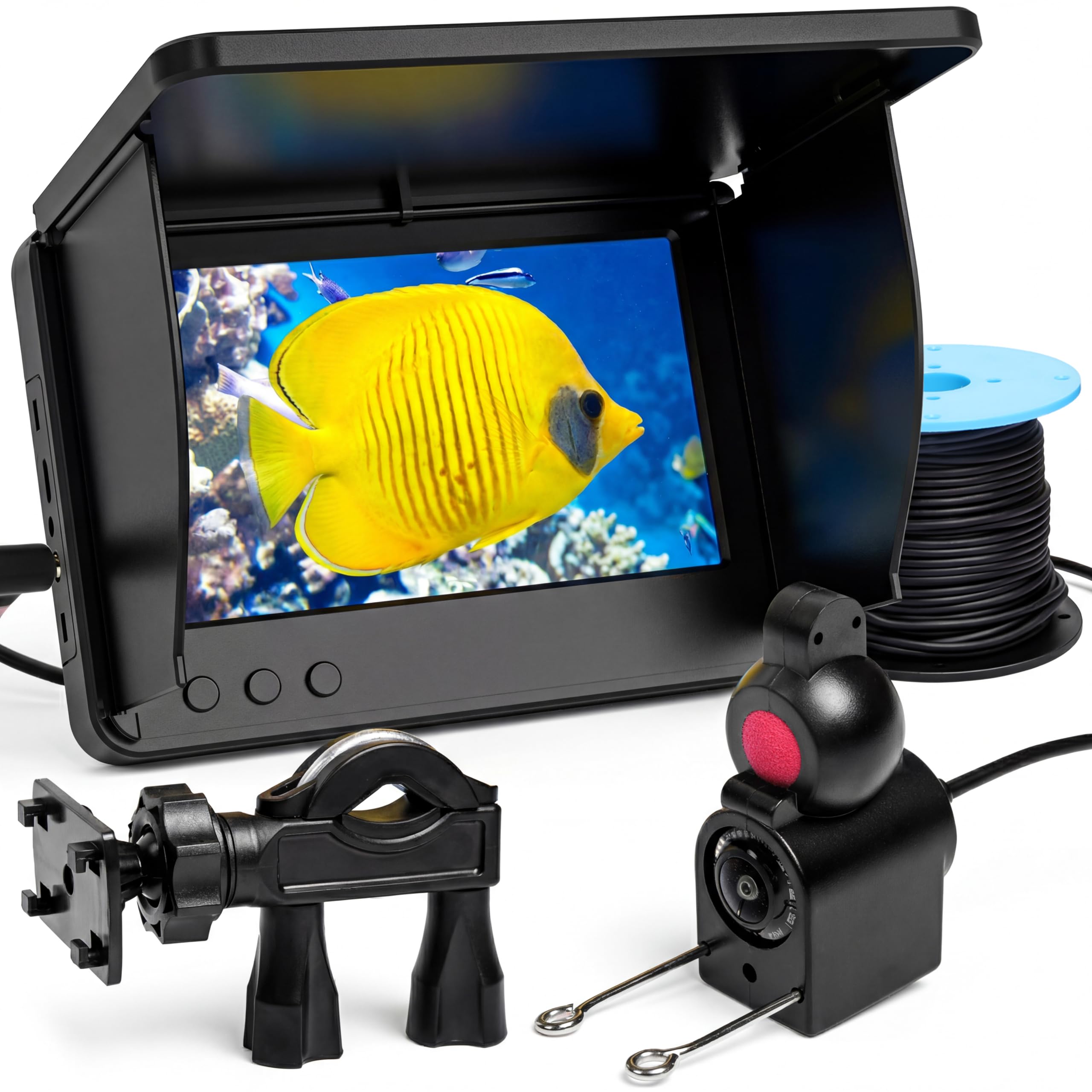 Underwater Fishing Camera, 5-Inch IPS Screen, 98 ft Cable | 12 infrared LEDs, IP