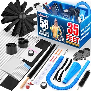 Sealegend 58-Piece Dryer Vent Cleaning Kit Omnidirectional Cleaner Include 35 Feet Dryer Vent Brush Blue Dryer Vacuum Attachment Lint Brush Vacuum&Dryer Adapter