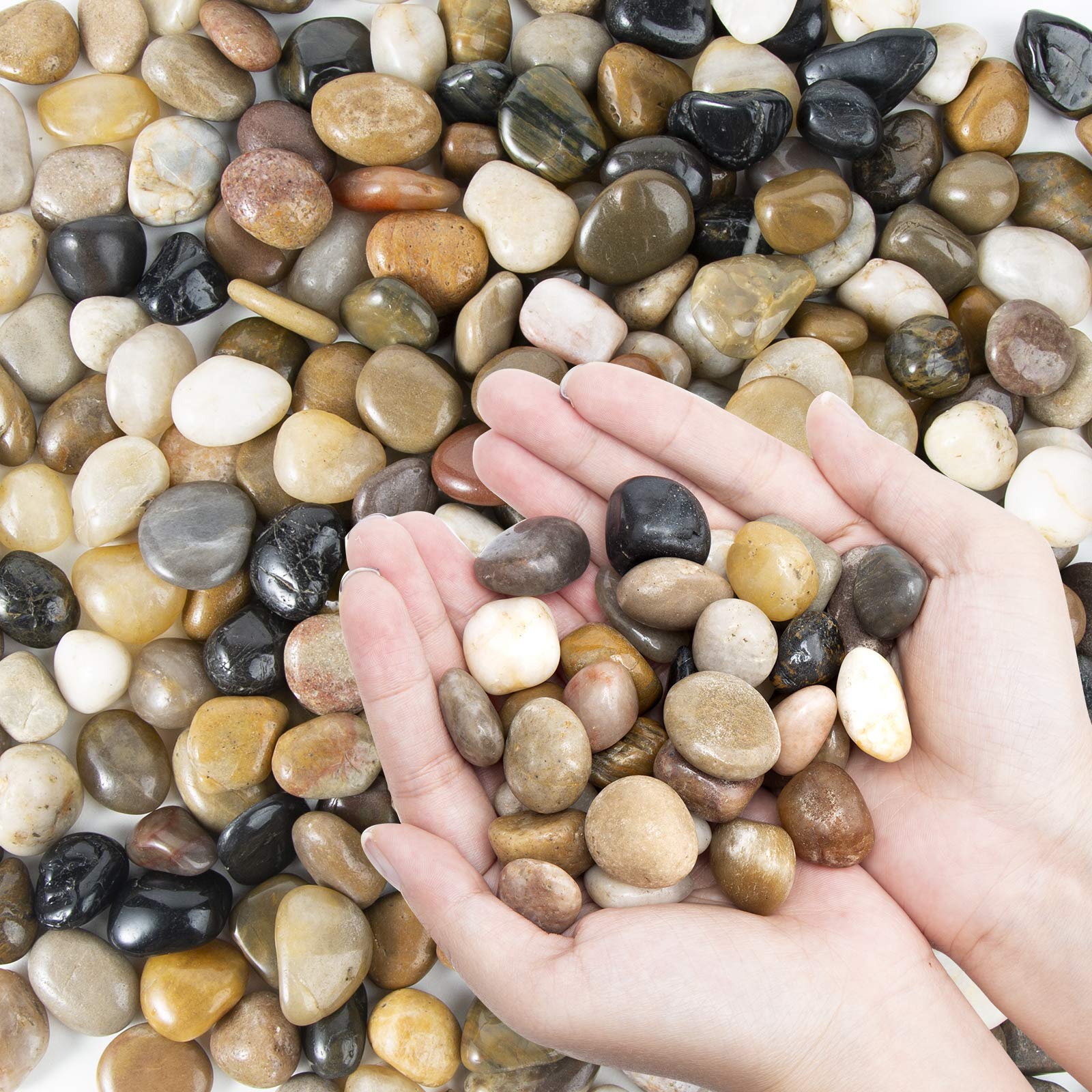 OUPENG Pebbles Polished Gravel, Natural Polished Mixed Color Stones,0.5-1.2inch 