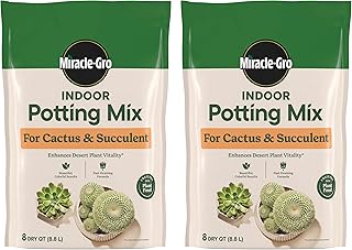 Miracle-Gro Indoor Potting Mix for Cactus & Succulent, 8 qt. (2-Pack) | Fast-Draining Cactus and Succulent Potting Mix with Plant Food