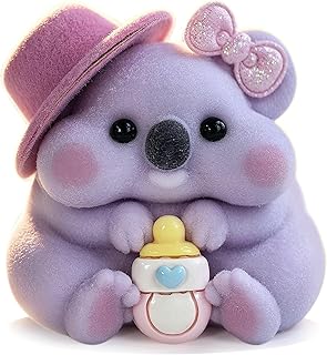 Handmade Koala Squishy, Cute Taba Squishy Koala Stress Relief Fidget Toy | CUTE SQUEEZE Soft Non-toxic Silicone Slow Rising Squishy, Fuzzy Animal Sensory Toys for Kids Adults, Purplish-Gray