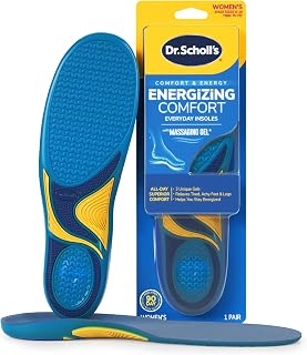 Dr. Scholl’s Energizing Comfort Shoe Inserts for Women with Arch Support | Arch support insoles for women with massaging gel, clinically proven, all-day energy and comfort, patented triple gel design