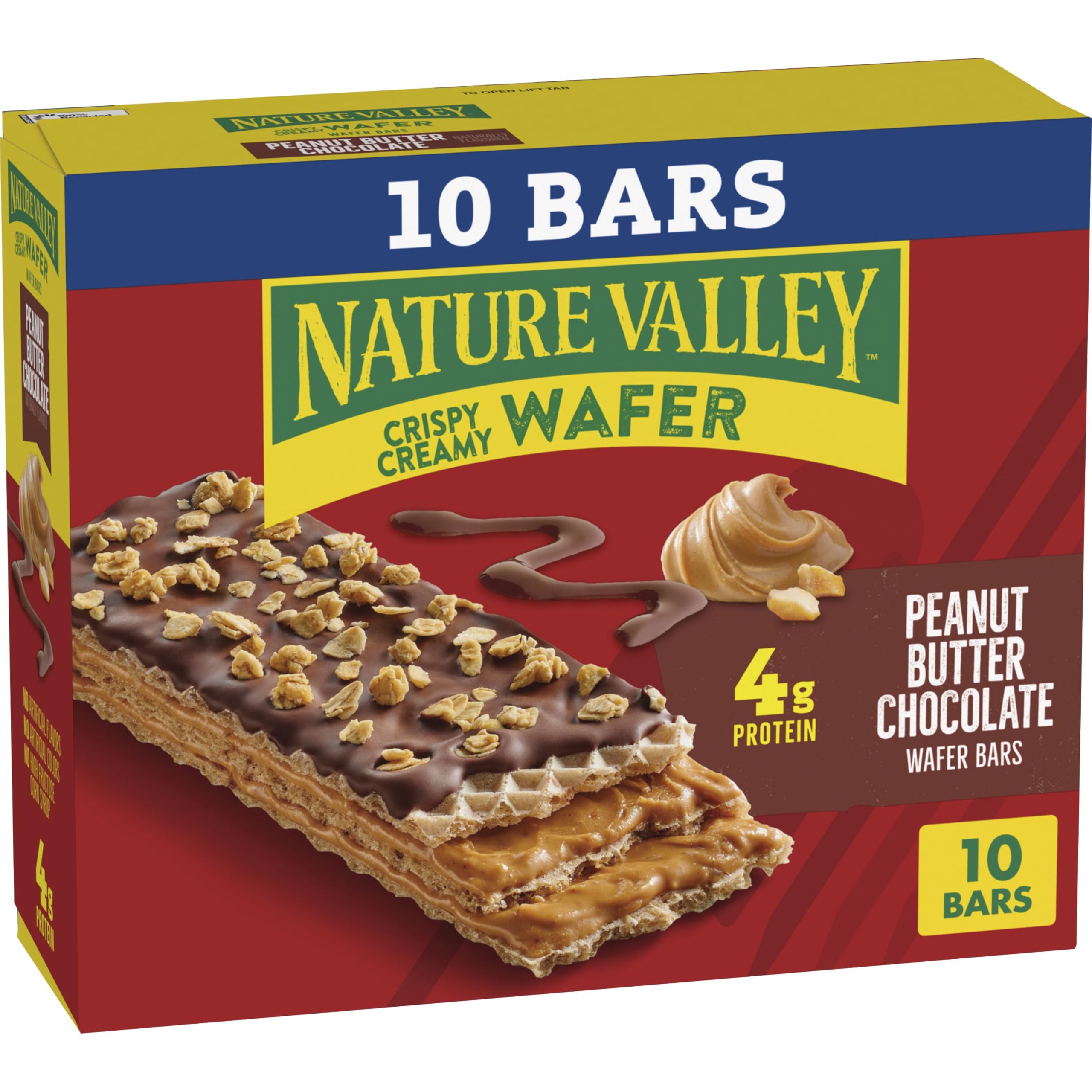 Nature Valley Creamy Wafer Bars, Peanut Butter Chocolate, 13 oz, 10 ct | 4g Prot