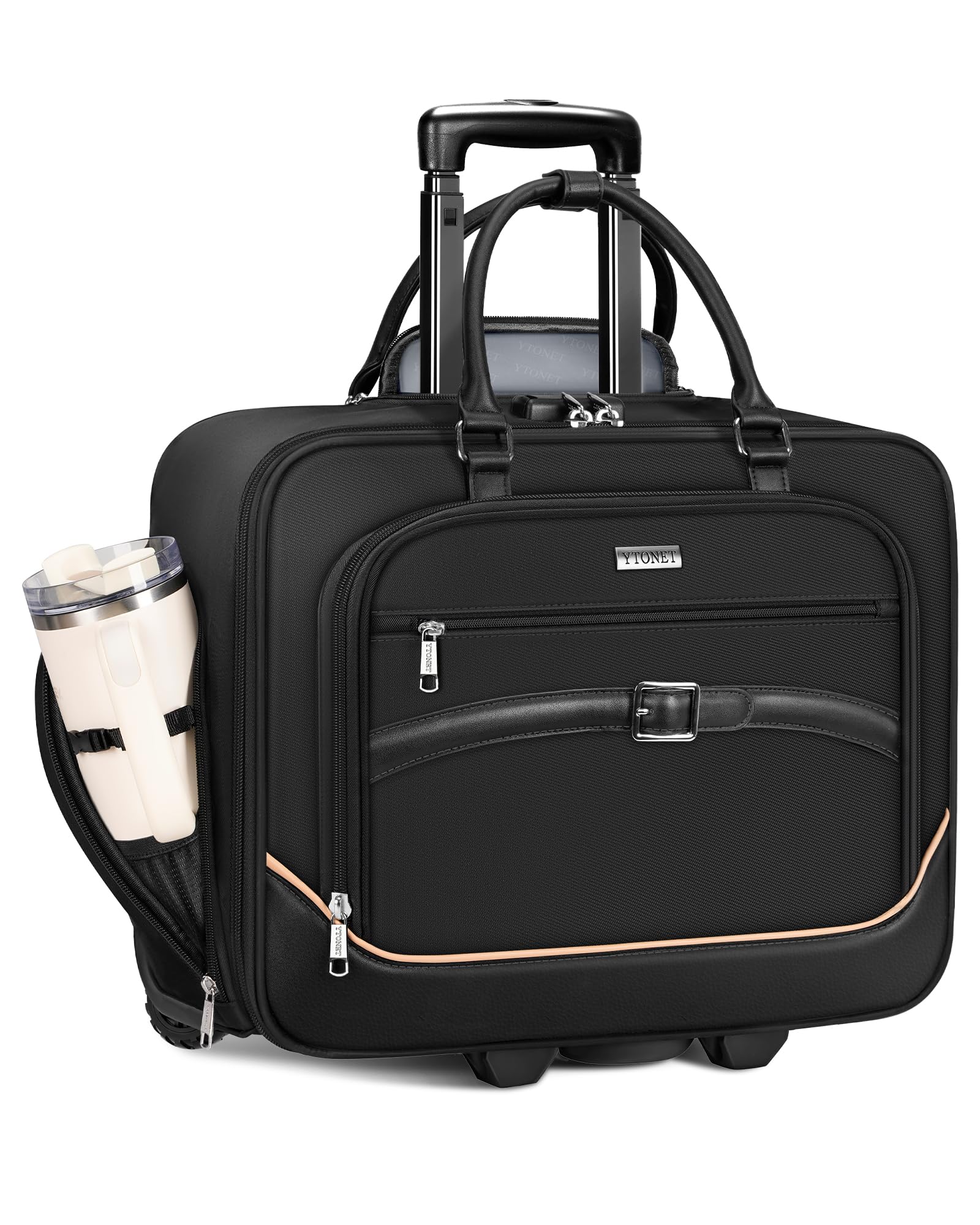 Ytonet Rolling Laptop Bag Women, 17.3 Inch Rolling Briefcase for Women | 40L Ext
