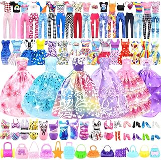 Doll Clothes and Accessories for 11.5 Inch Doll Dress Up Set with 1 Wedding Gown Dress 6 Party Dresses 2 Tops and Pants Outfits 2 Swimsuits 10 Shoes 10 Bags Toys Gift for Girls