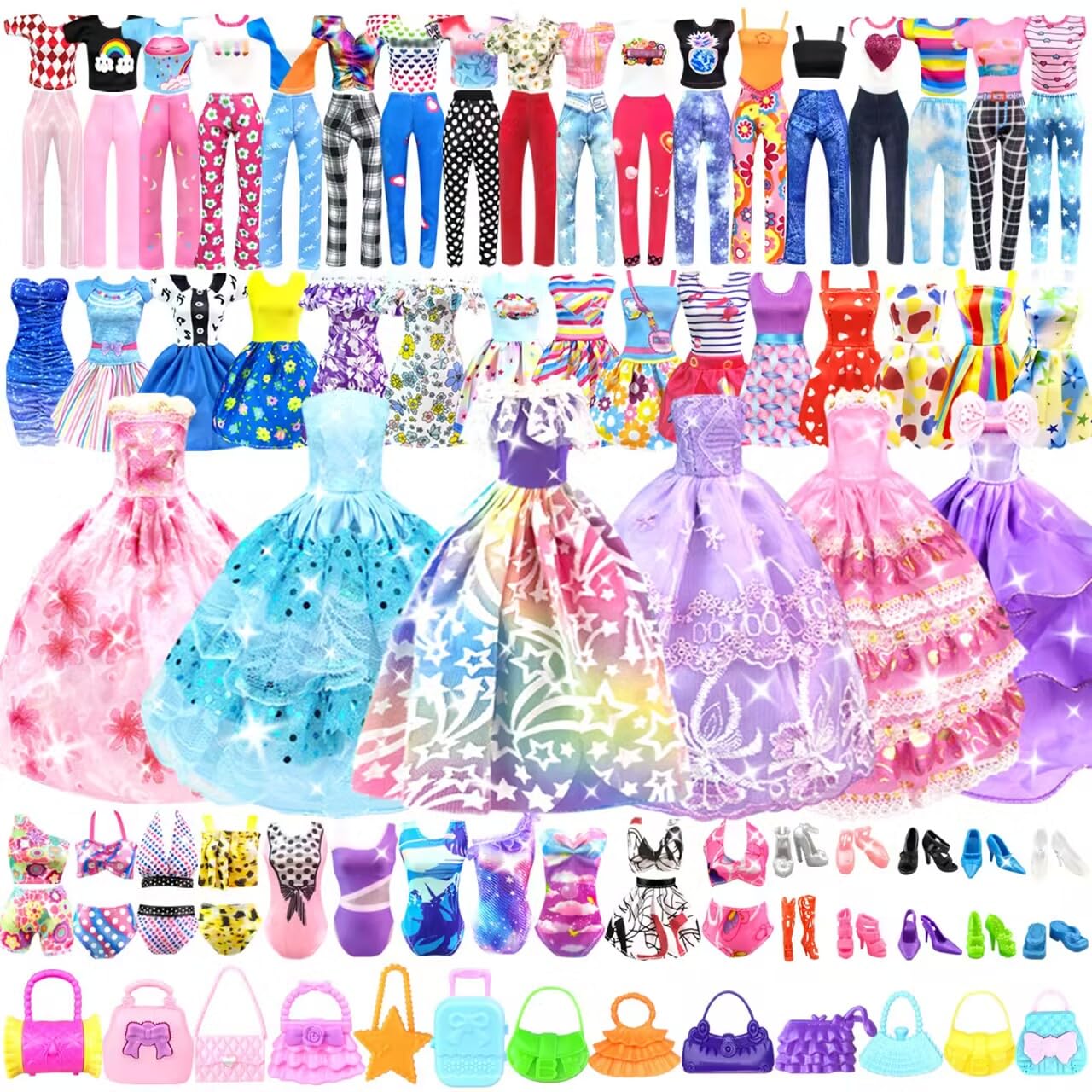 Doll Clothes and Accessories for 11.5 Inch Doll Dress Up Set with 1 Wedding Gown