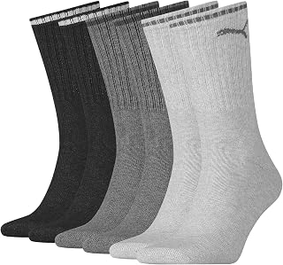 PUMA Lot de 3 paires de chaussettes de sport unisexes Gris Taille 35-38