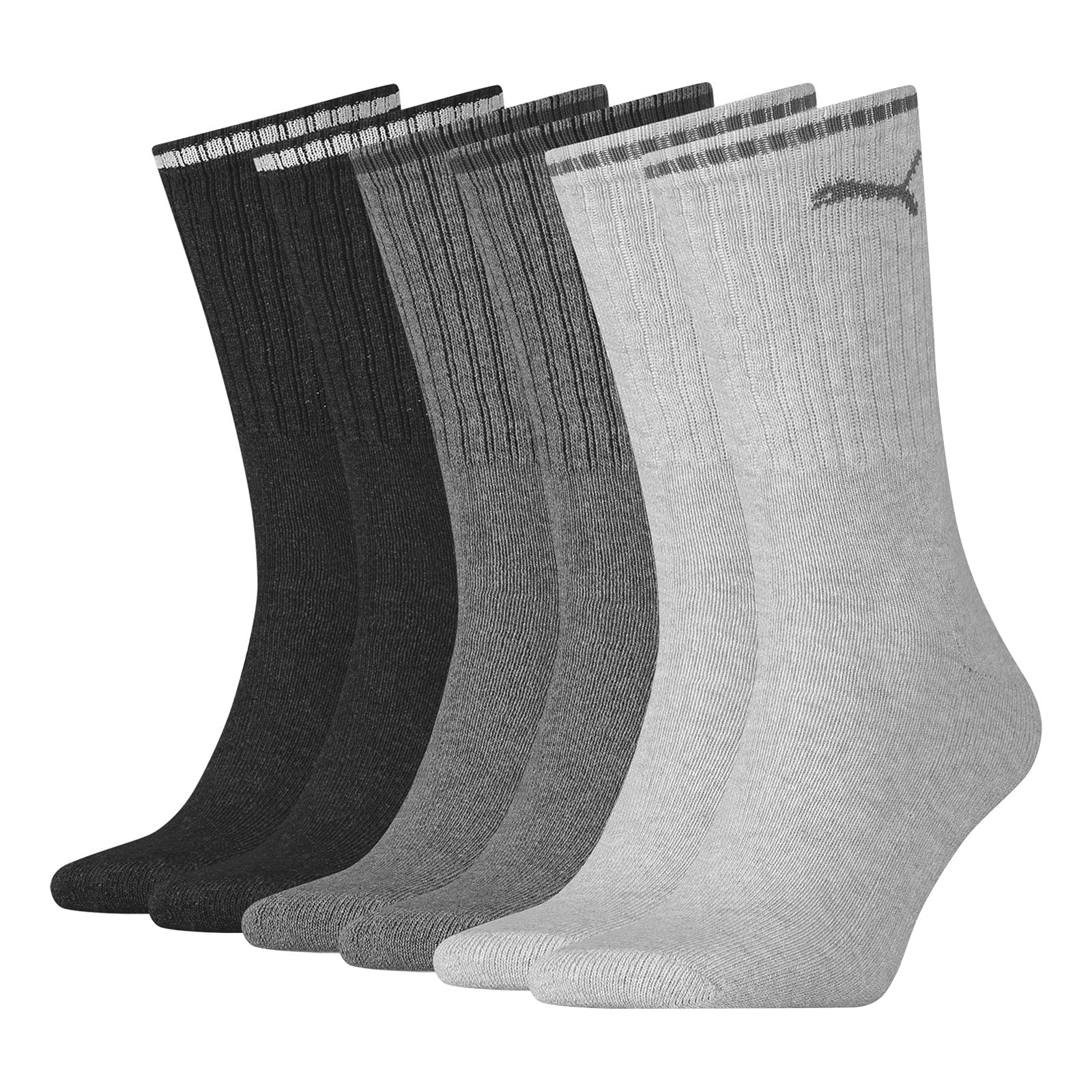 PUMA Lot de 3 paires de chaussettes de sport unisexes Gris Taille 35-38