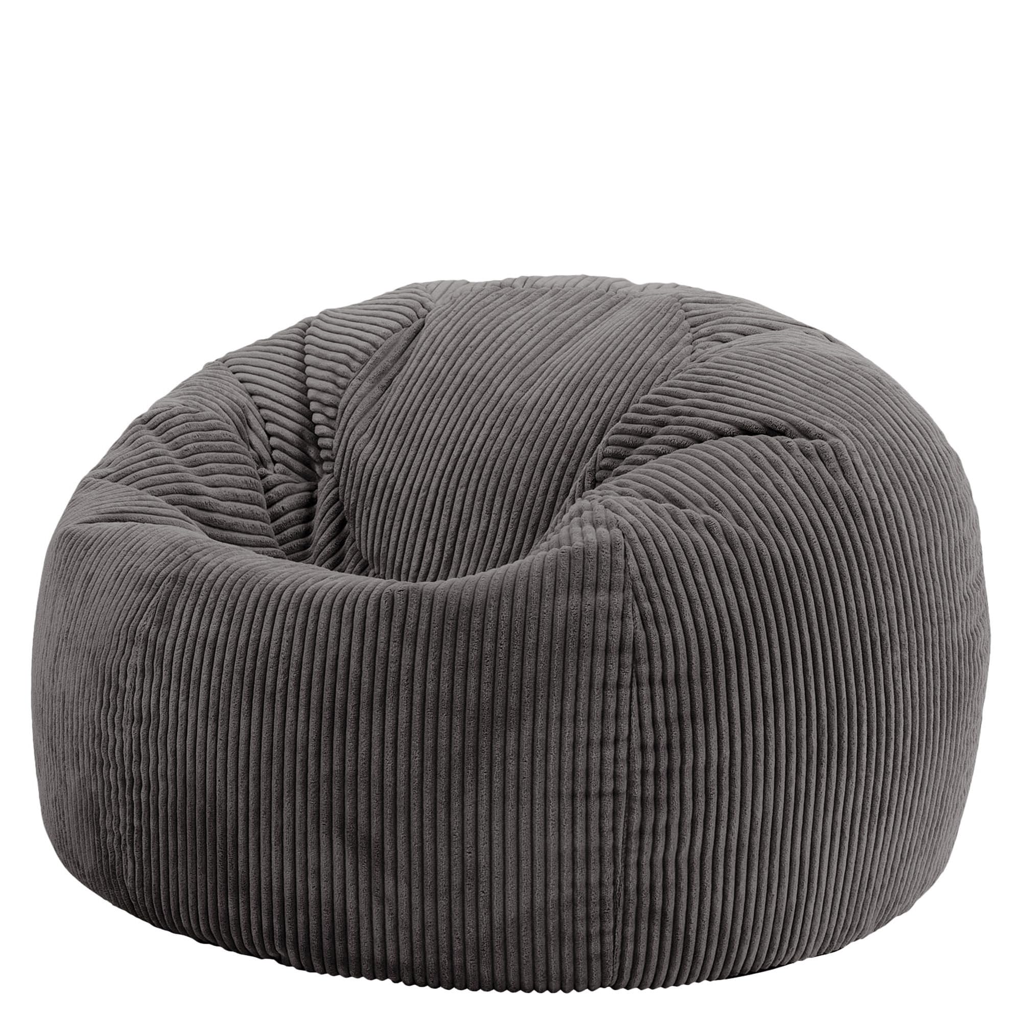 icon Kingston Cord Bean Bag with Filling Included, Grey | Made in the UK, Adult 