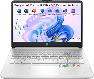 HP 2026 Essential Laptop, Intel Processor, 128GB Storage, Windows 11 | Copilot AI, Office 365, LED Display, 1TB Cloud Storage, Portable Size & Lightweight, Natural Silver